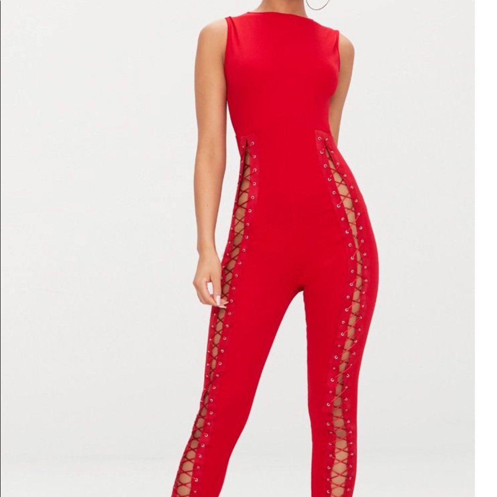 Pretty Little Thing red jumpsuit NWT